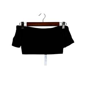 Susana Monaco Crop Ruffle Top - Black NWT Size Small